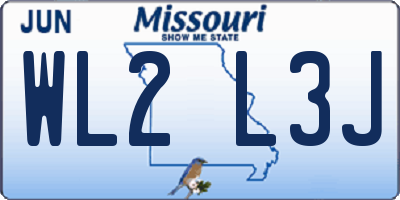 MO license plate WL2L3J