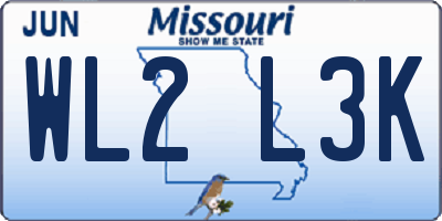 MO license plate WL2L3K