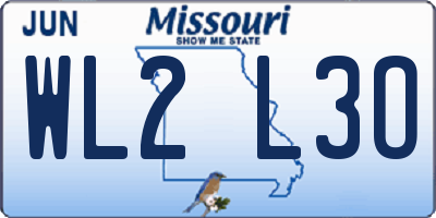 MO license plate WL2L3O