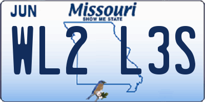 MO license plate WL2L3S