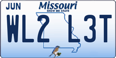 MO license plate WL2L3T