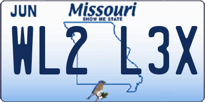 MO license plate WL2L3X