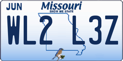 MO license plate WL2L3Z