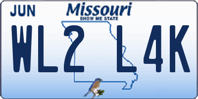 MO license plate WL2L4K