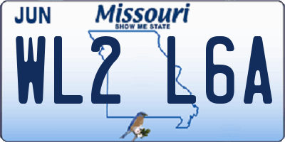 MO license plate WL2L6A