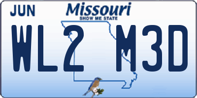 MO license plate WL2M3D