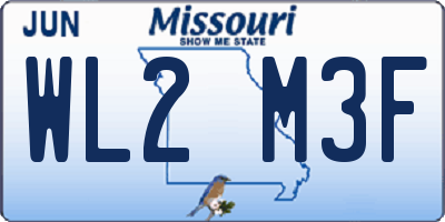 MO license plate WL2M3F