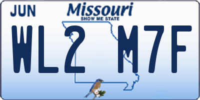 MO license plate WL2M7F