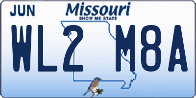 MO license plate WL2M8A
