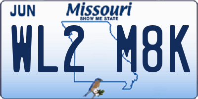 MO license plate WL2M8K