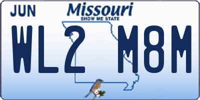 MO license plate WL2M8M