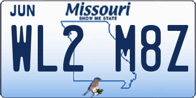 MO license plate WL2M8Z