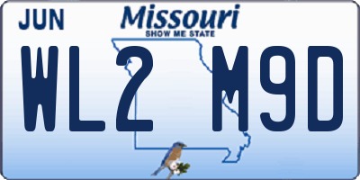 MO license plate WL2M9D