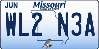 MO license plate WL2N3A