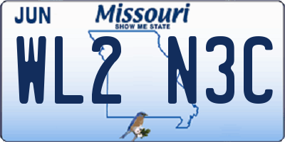 MO license plate WL2N3C