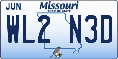 MO license plate WL2N3D