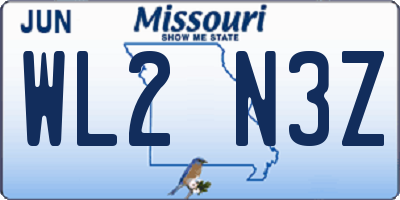 MO license plate WL2N3Z