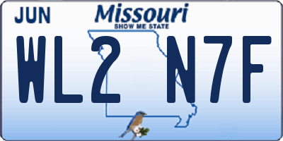 MO license plate WL2N7F