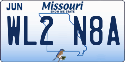 MO license plate WL2N8A
