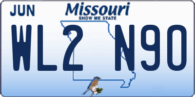 MO license plate WL2N9O