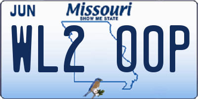 MO license plate WL2O0P