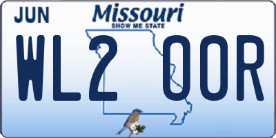 MO license plate WL2O0R