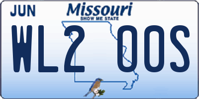 MO license plate WL2O0S