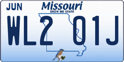 MO license plate WL2O1J