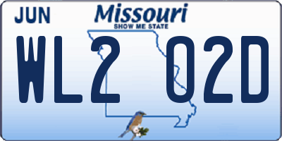 MO license plate WL2O2D