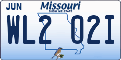 MO license plate WL2O2I