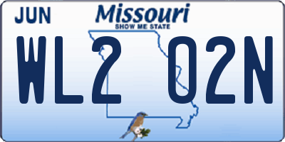 MO license plate WL2O2N