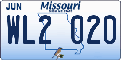 MO license plate WL2O2O