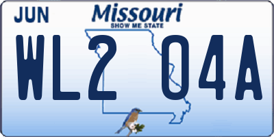 MO license plate WL2O4A