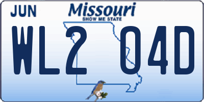 MO license plate WL2O4D