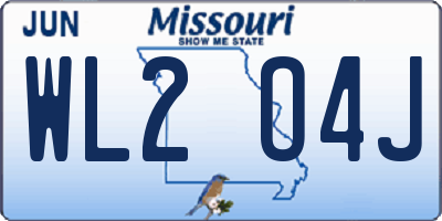 MO license plate WL2O4J