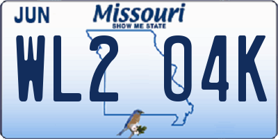 MO license plate WL2O4K