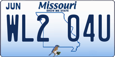 MO license plate WL2O4U