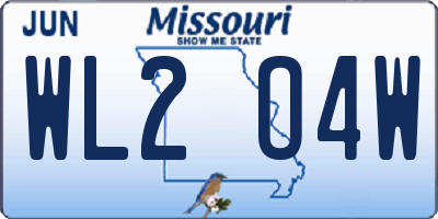 MO license plate WL2O4W