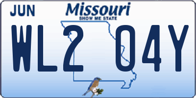 MO license plate WL2O4Y