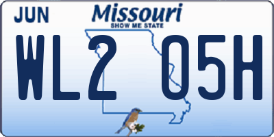 MO license plate WL2O5H