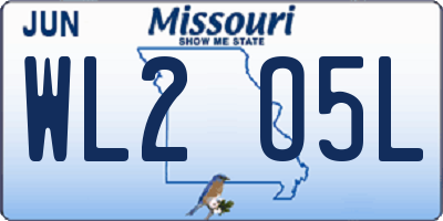 MO license plate WL2O5L