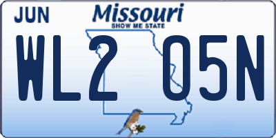 MO license plate WL2O5N