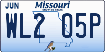 MO license plate WL2O5P