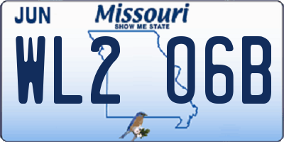 MO license plate WL2O6B