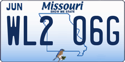 MO license plate WL2O6G
