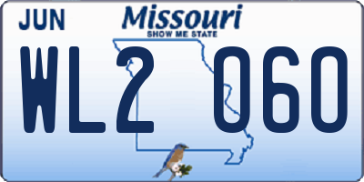 MO license plate WL2O6O