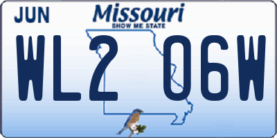 MO license plate WL2O6W