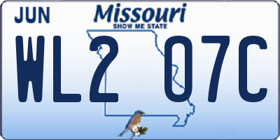 MO license plate WL2O7C