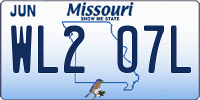 MO license plate WL2O7L