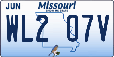 MO license plate WL2O7V